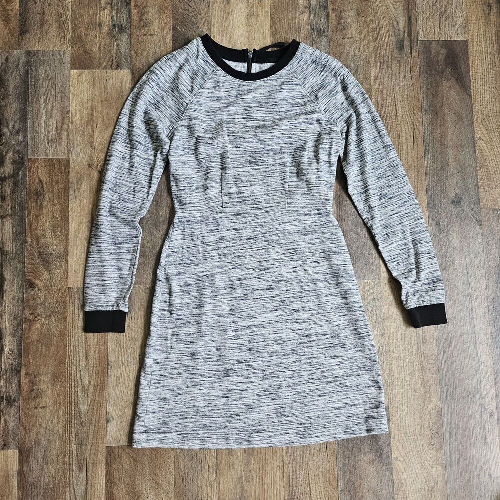 Lou & Grey Women's Long Sleeve Shirt Dress – Gray/White/Black – Size XS – EUC